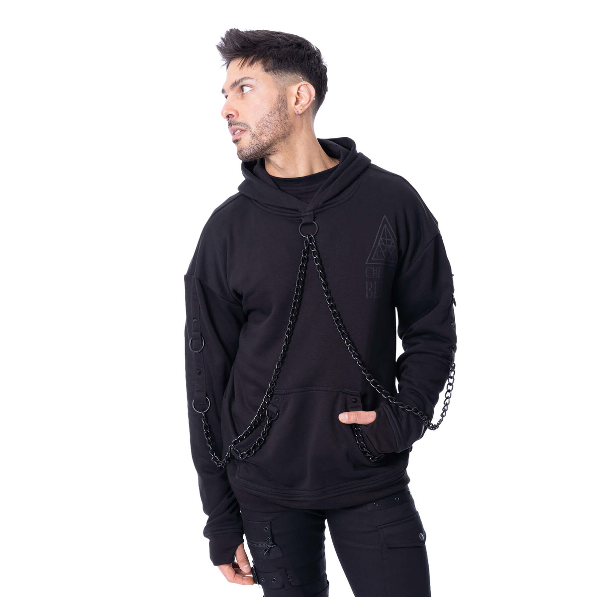 E-shop mikina s kapucňou pánske - ASH VALE - CHEMICAL BLACK - H-AVLM-B-1  L